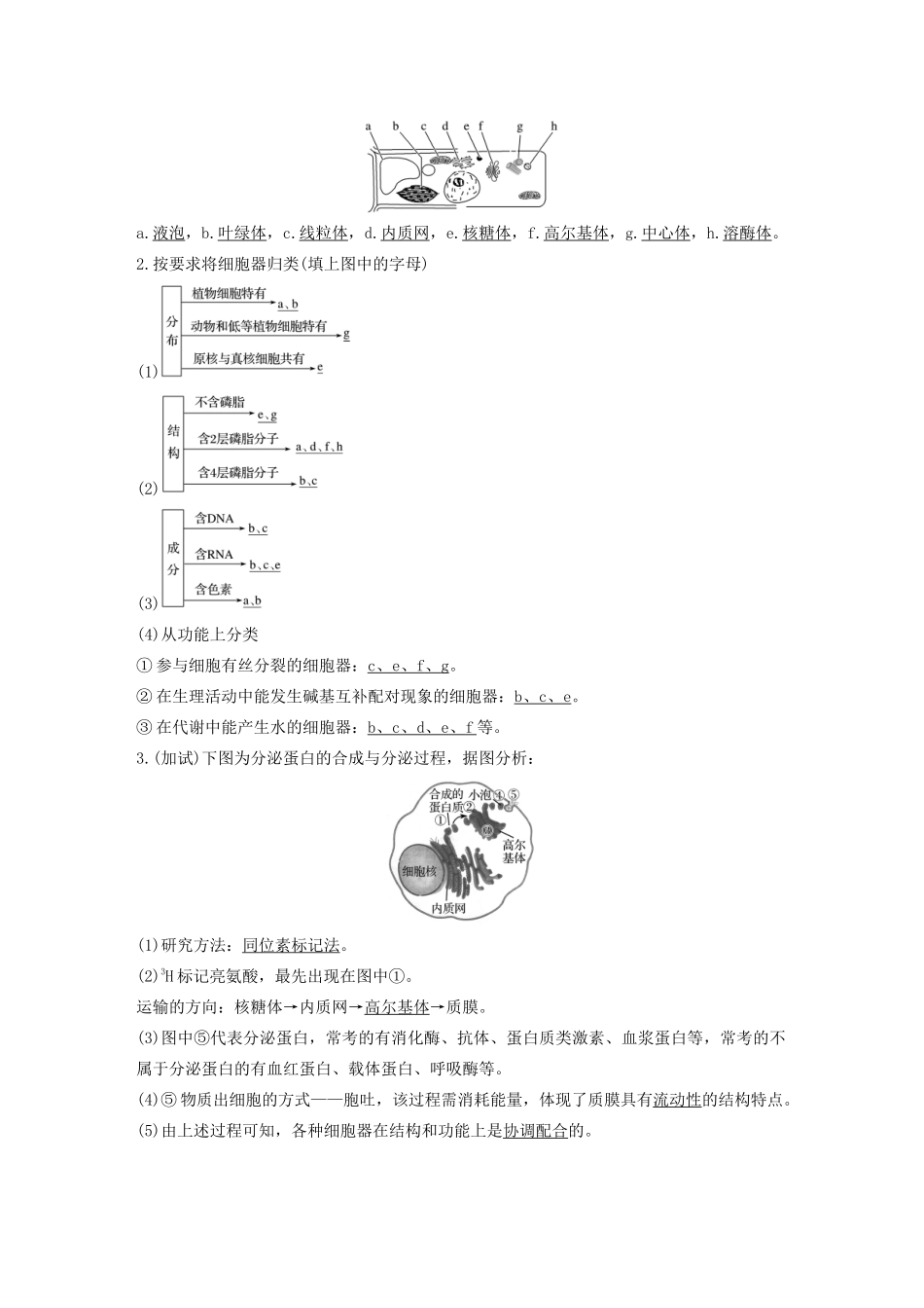 （浙江专版）高考生物一轮复习 第一单元 细胞的分子组成与结构 第4讲 细胞质与细胞核教案-人教版高三全册生物教案_第3页