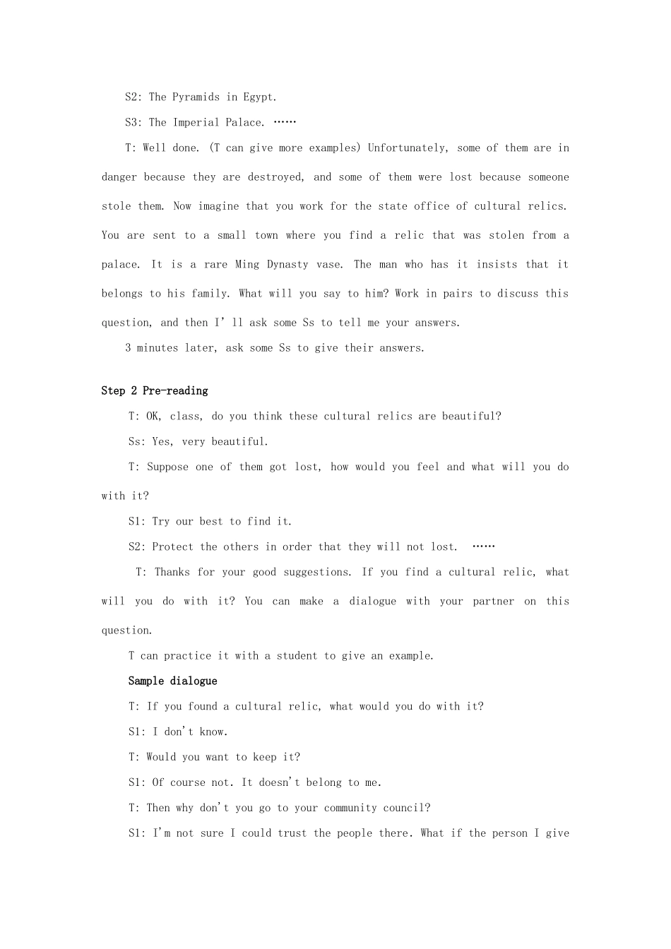 高中英语 Unit 1 Cultural relics教案（4） 新人教版必修2_第2页