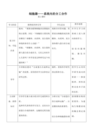 高中生物细胞器——系统内的分工合作 2人教版必修1