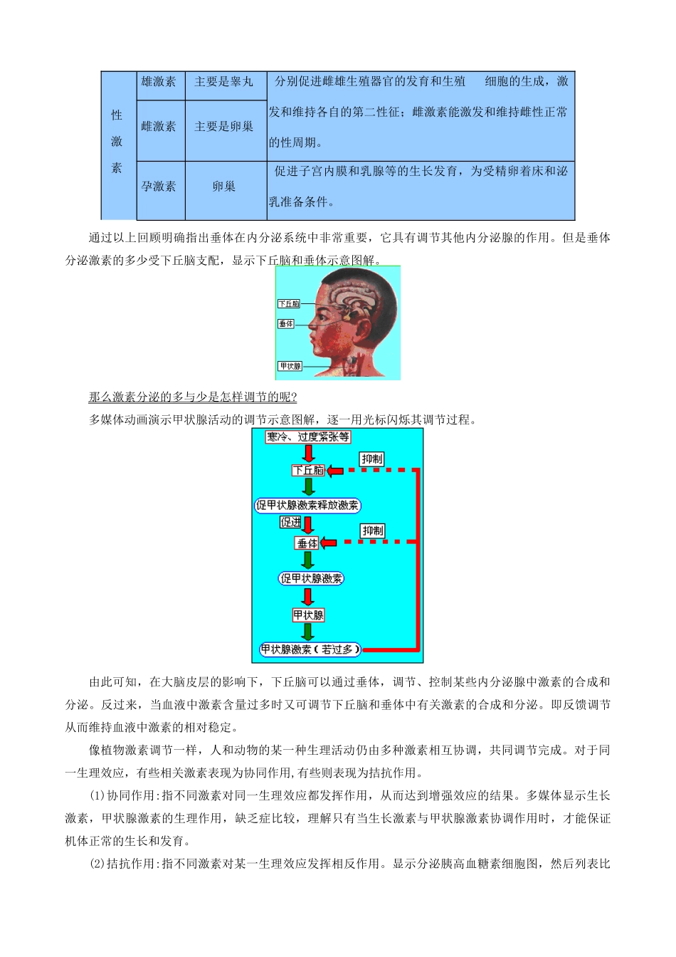 高中生物人和高等动物生命活动调节体液调节教案 旧人教 必修1_第3页
