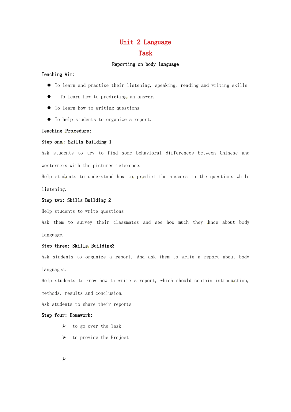 高中英语 Unit 2 Language Task教案 牛津译林版必修3-牛津版高一必修3英语教案_第1页