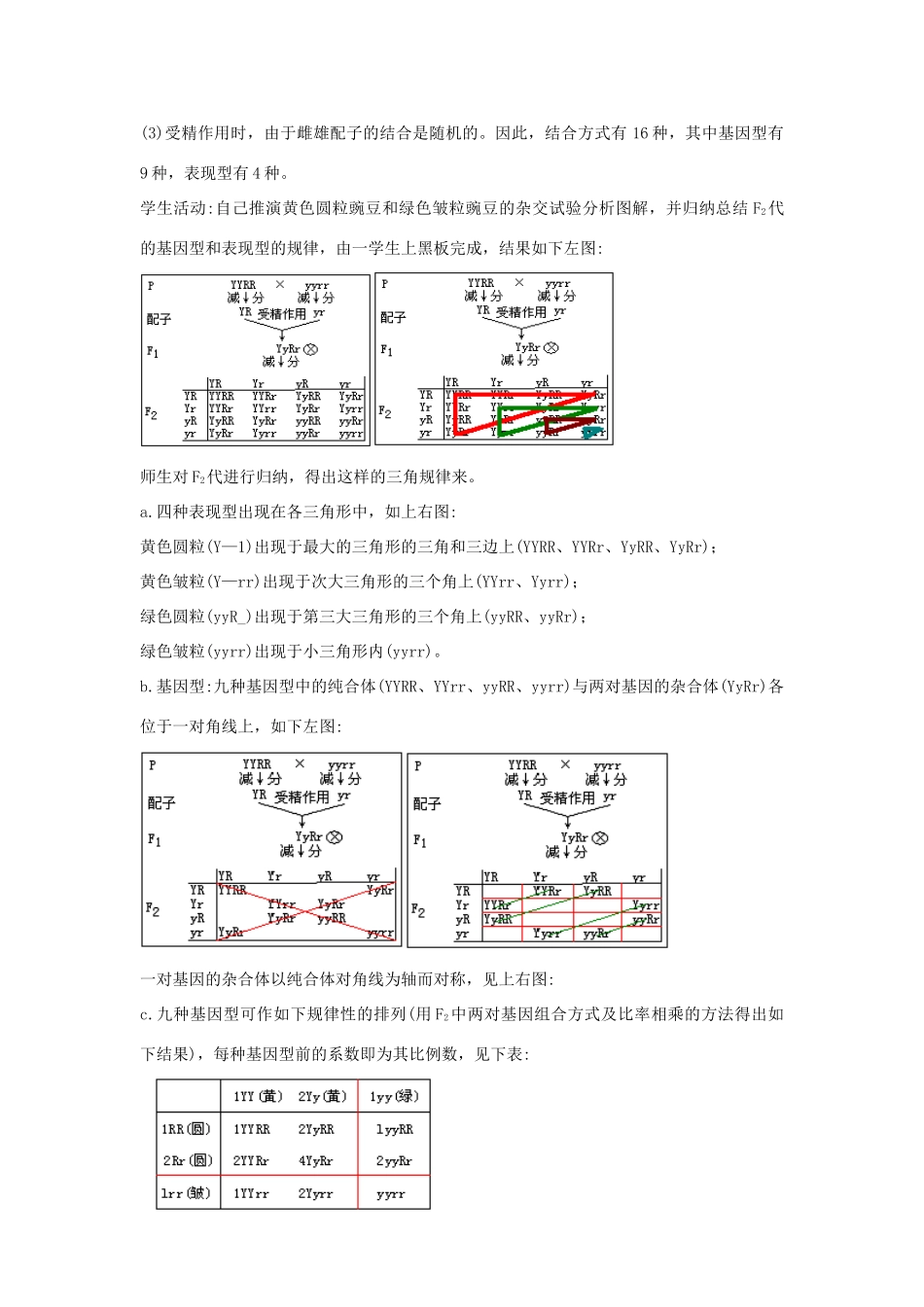 高中生物《基因的自由组合定律》教案1 苏教版必修2_第3页