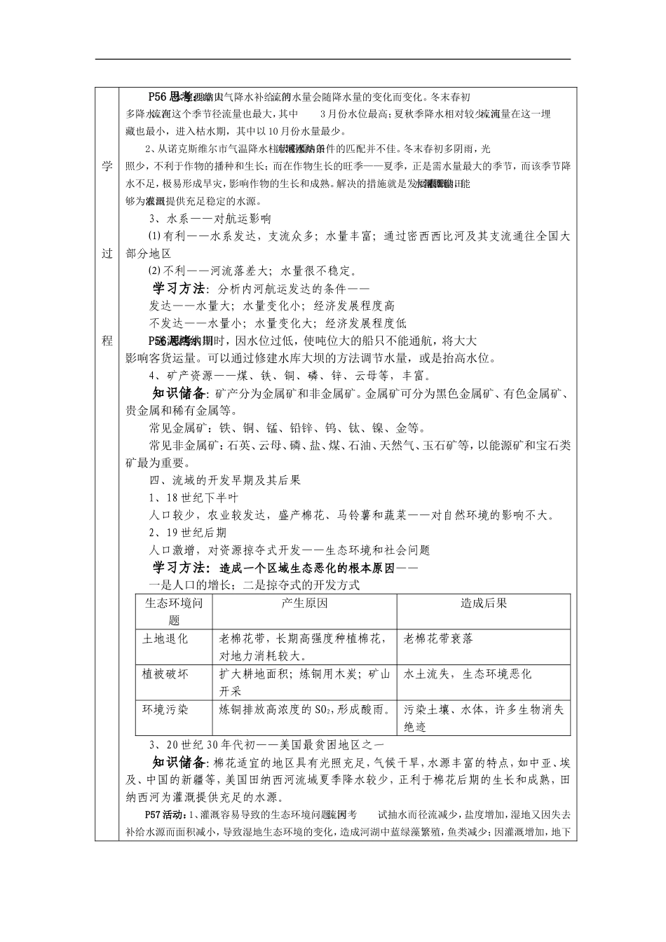 高二地理 2.3《流域的综合治理与开发—以田纳西河流域为例》教案 湘教版必修3_第3页