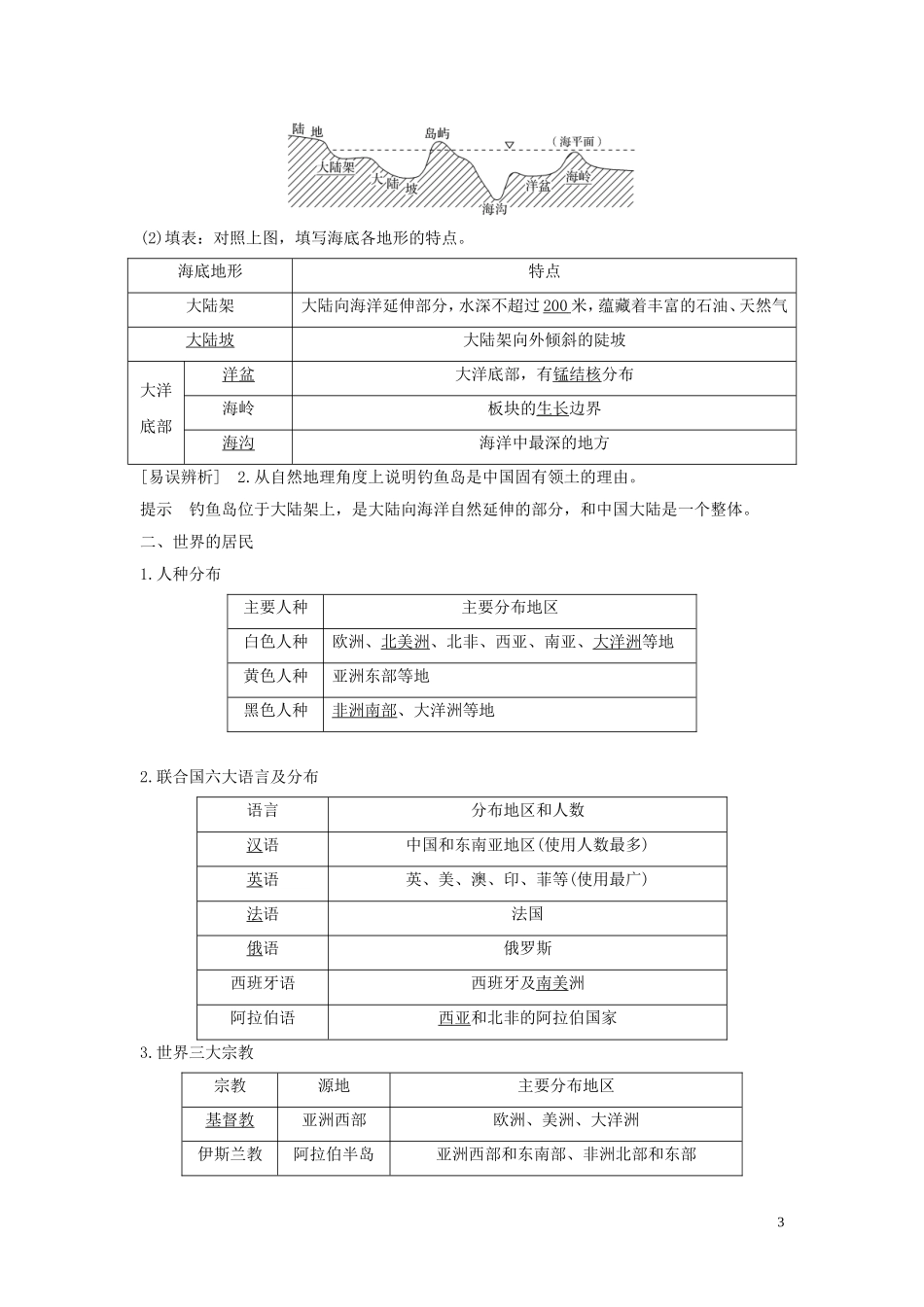 （四川专用）高考地理一轮复习 第十三单元 世界地理 第31讲 世界地理概况教案（含解析）新人教版-新人教版高三全册地理教案_第3页