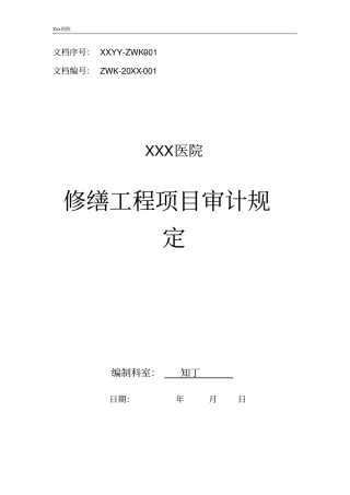 医院修缮工程项目审计规定
