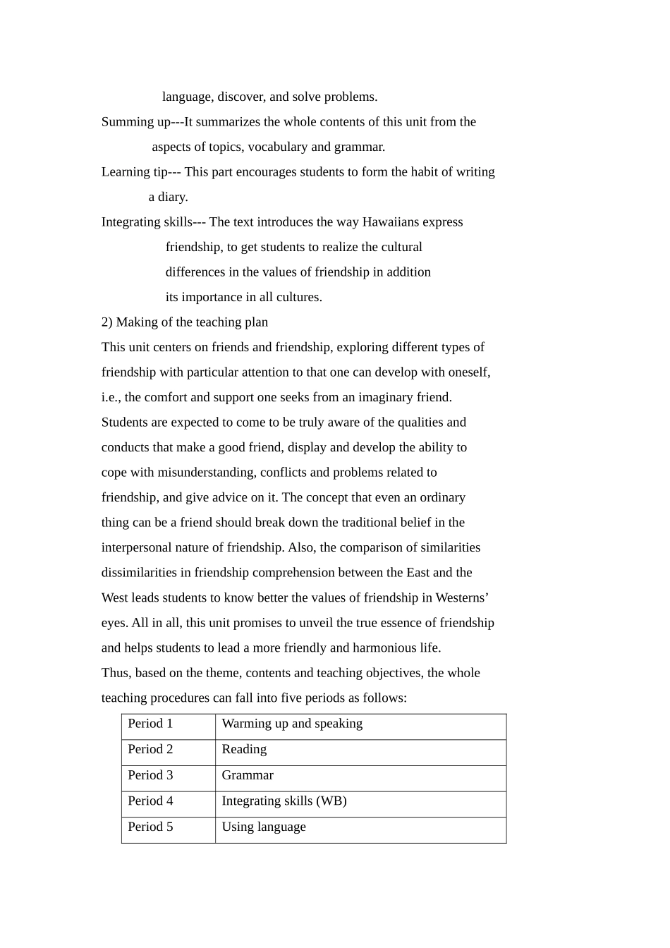 高一英语Unit 1 Friendship全套教案人教新课标必修一_第3页