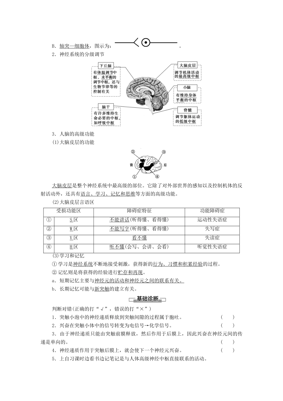 高中生物 第2章 动物和人体生命活动的调节 第1节 通过神经系统的调节2教案 新人教版必修3-新人教版高中必修3生物教案_第2页