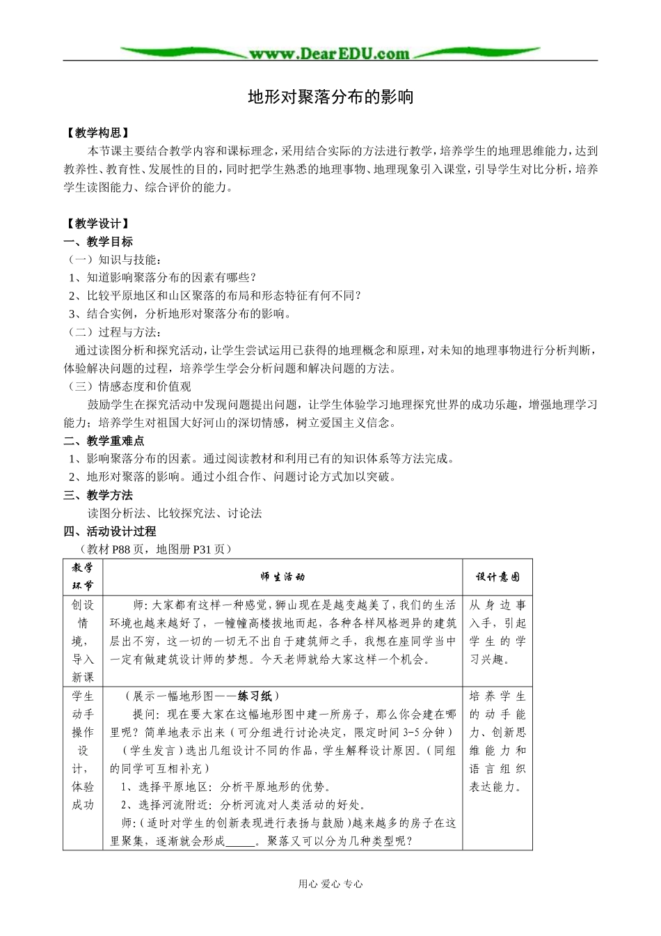 高中地理地形对聚落分布的影响教案(1)湘教版 必修1_第1页