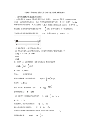 (物理)物理动量守恒定律专项习题及答案解析及解析