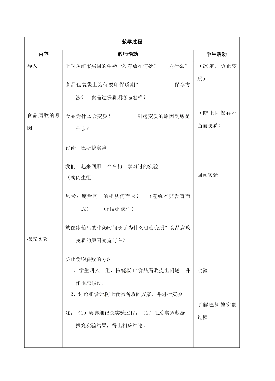 江苏省盐城市中兴实验学校八年级生物下册《20.2 食品保存》教学案 苏教版_第2页