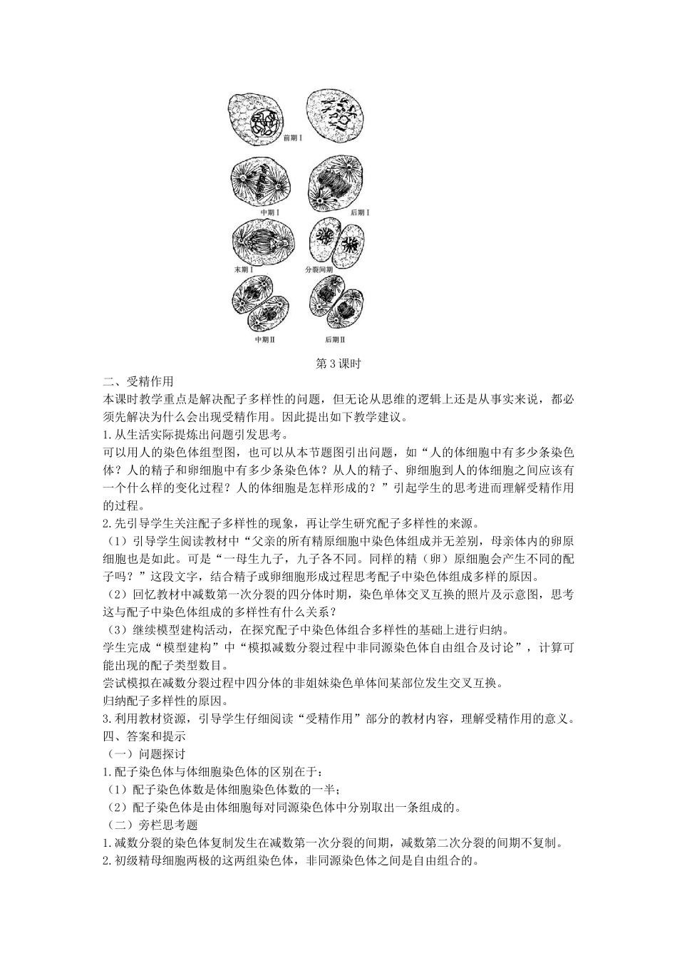 高中生物 《减数分裂和受精作用》教案16 新人教版必修2_第3页