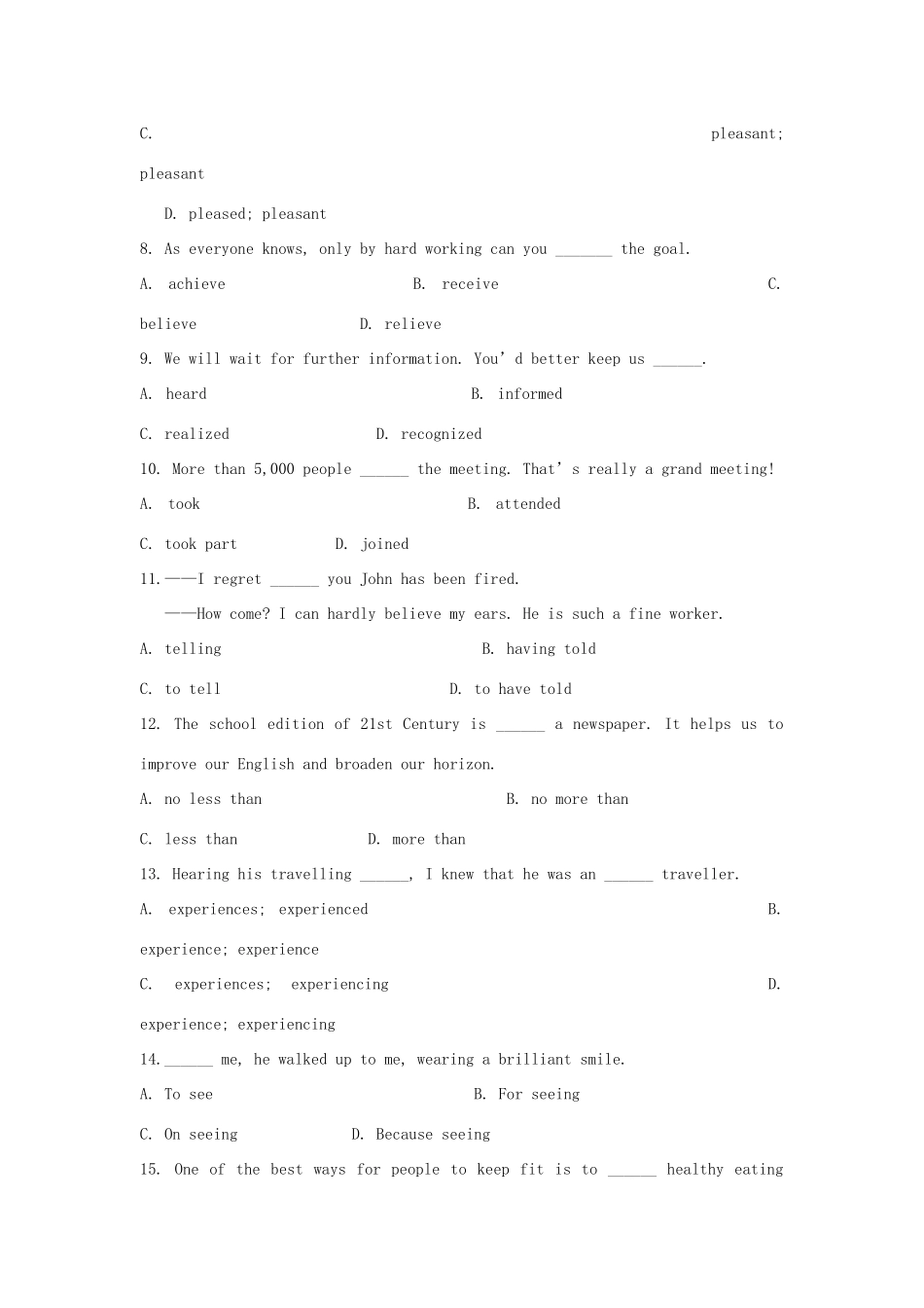 高三英语 学业水平要点解读教案 大纲人教版_第2页