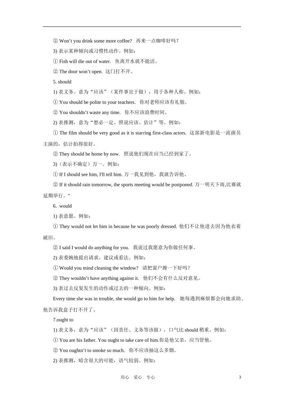 高三英语第一轮复习 语法五 情态动词教案 牛津版_第3页