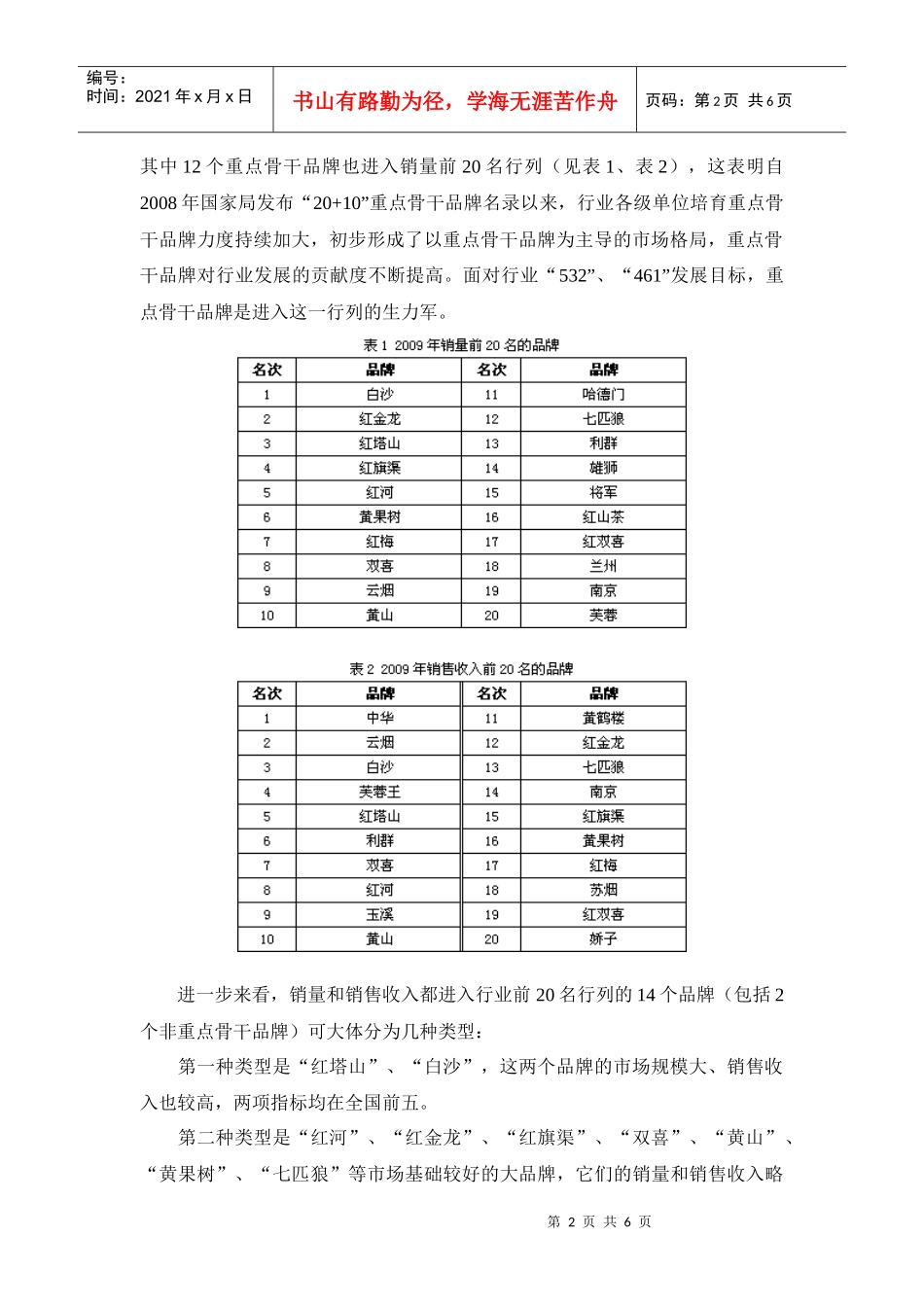 XXXX年中国卷烟品牌发展趋势预测_第2页