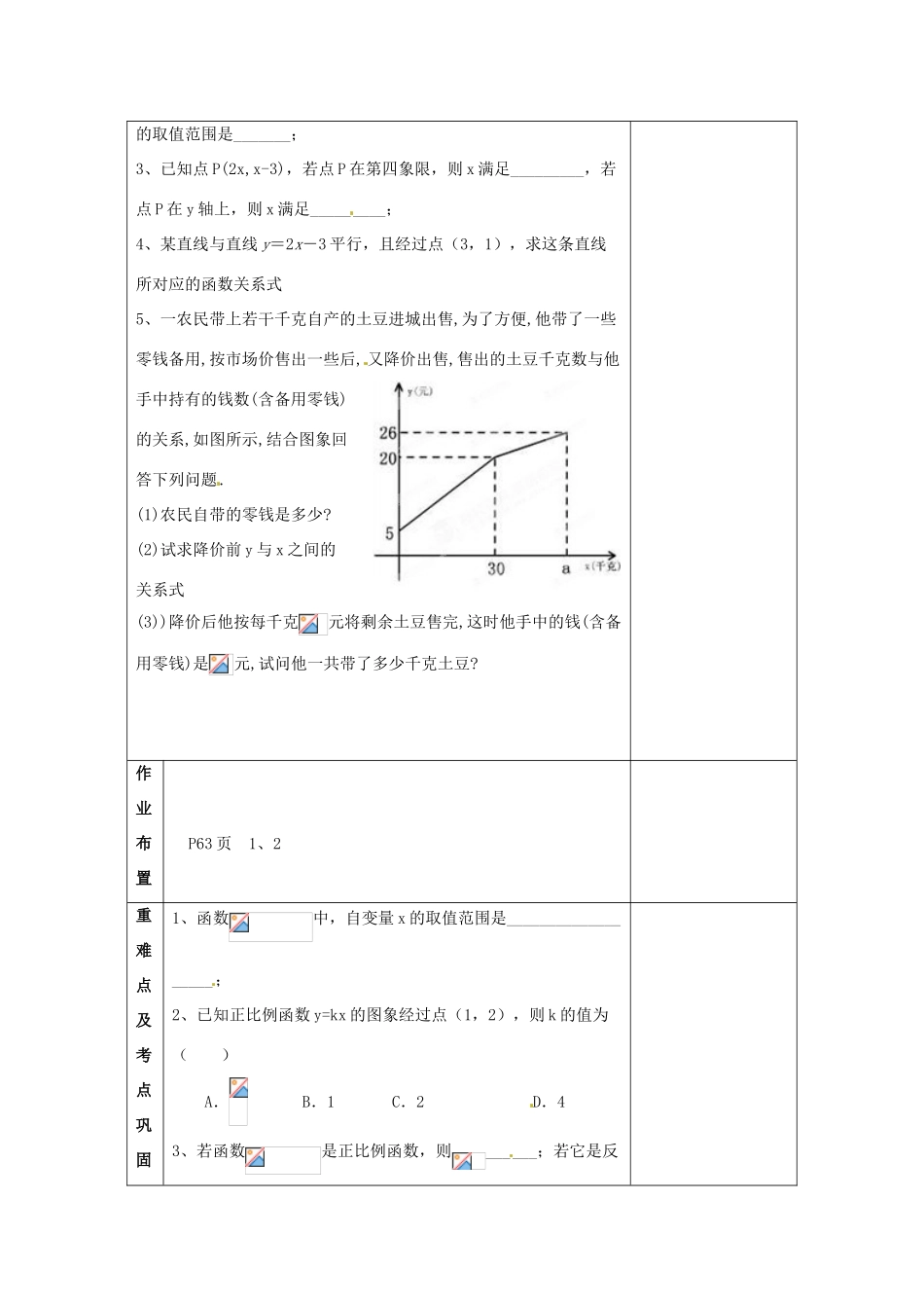 河南省洛阳市下峪镇初级中学八年级数学下册《函数及其图象复习（三）》教案 新人教版_第3页