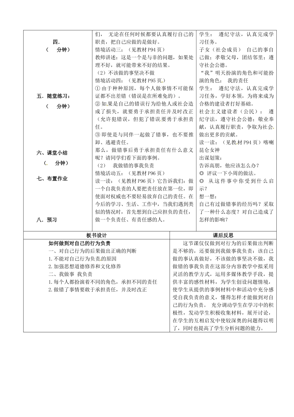 七年级政治下册 第18课 第2框 如何做到对自己的行为负责教案 鲁教版-鲁教版初中七年级下册政治教案_第2页