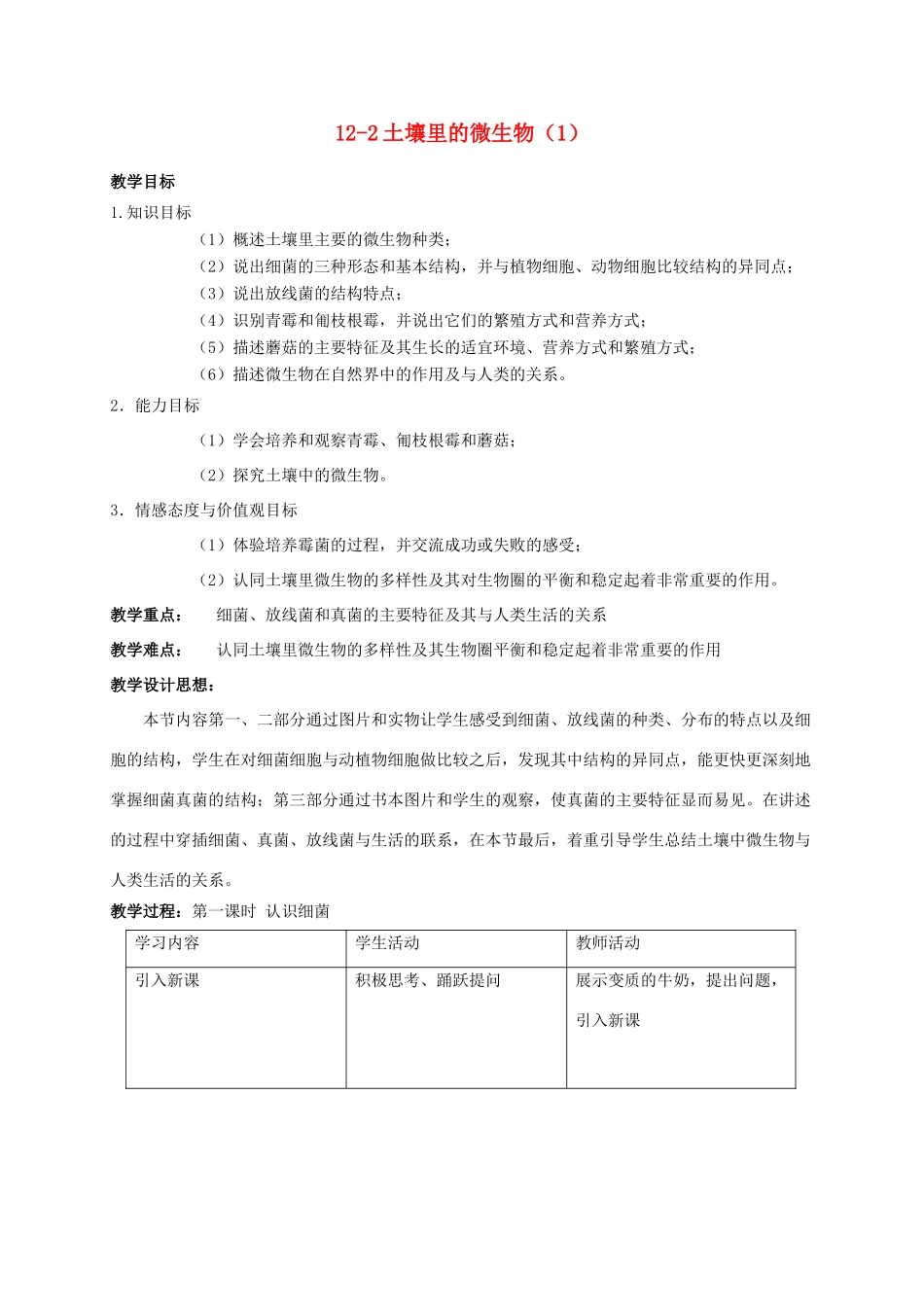 【苏科版七年级下册】第12章 土壤里的生物：12-2土壤里的微生物（1）_第1页