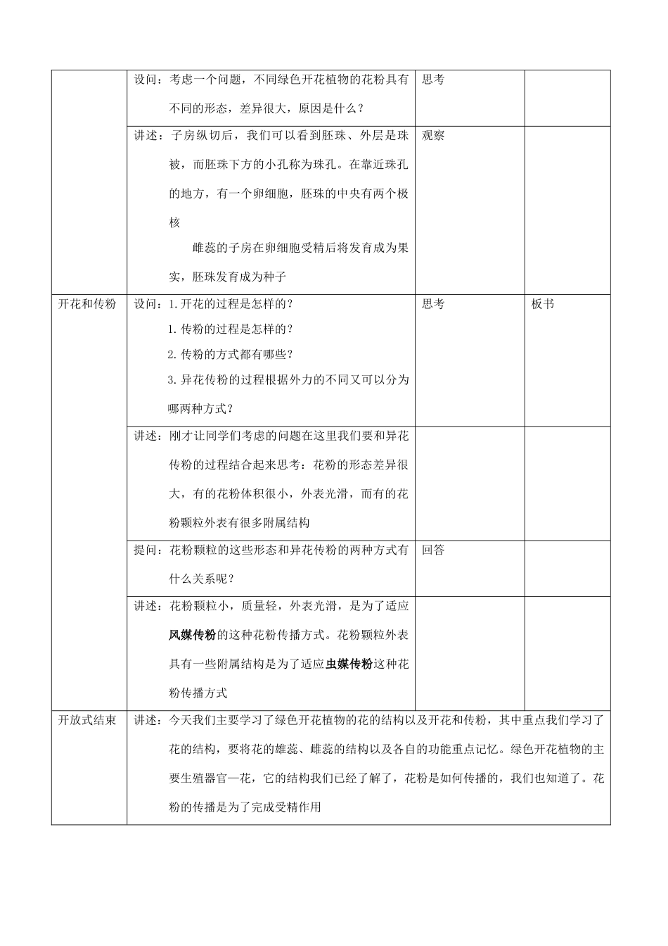 八年级生物上册 10.1.1绿色开花植物的有性生殖教案（一） 北京课改版_第3页