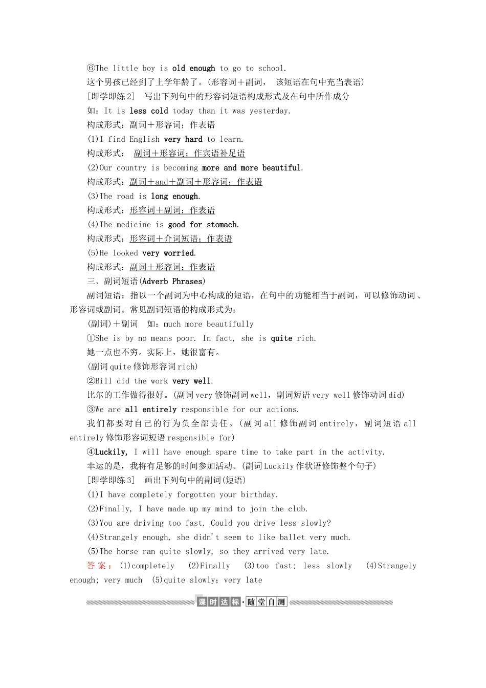 高中英语 Unit 2 Exploring English Section Ⅱ Discovering Useful Structures Grammar——名词、形容词、副词短语句法功能讲义 外研版必修第一册-外研版高一第一册英语教案_第3页