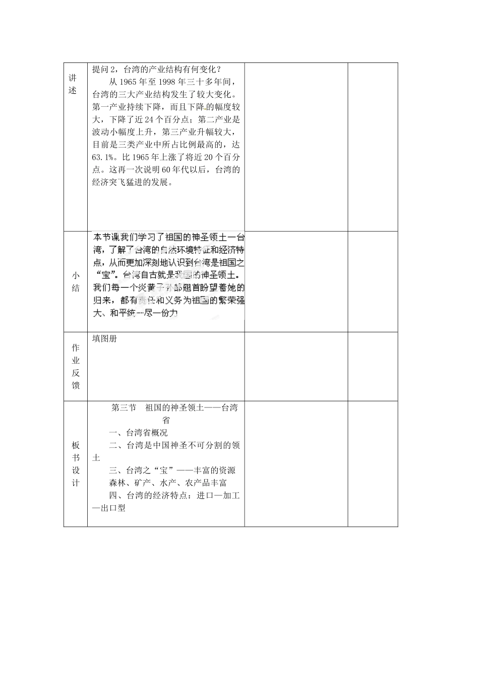 江苏省丹阳市第三中学八年级地理下册 6-3 祖国的神圣领土-台湾省教师教案 新人教版_第3页