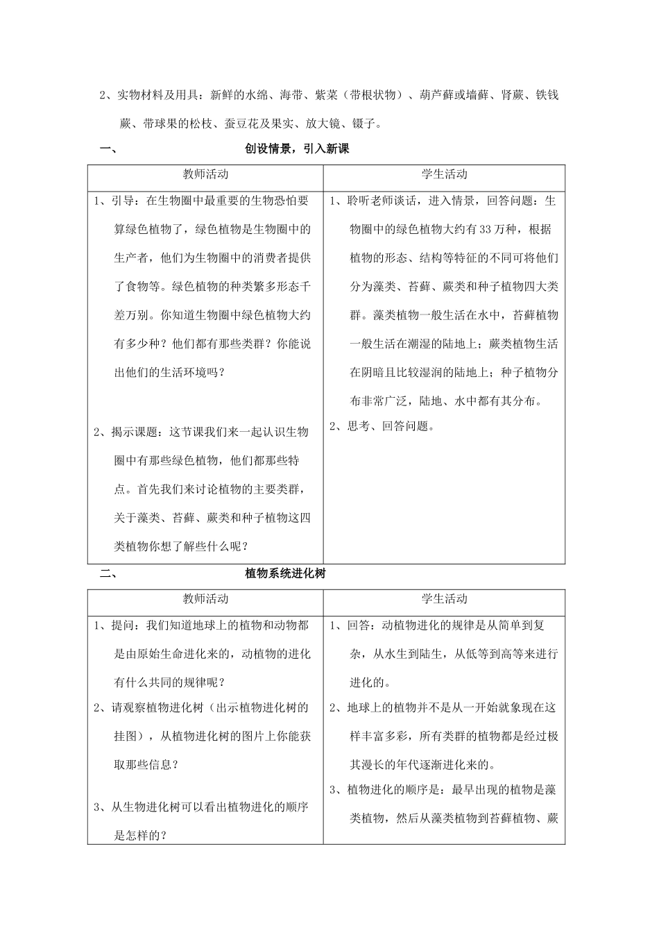 八年级生物下册植物的主要类群教学设计北师大版_第2页
