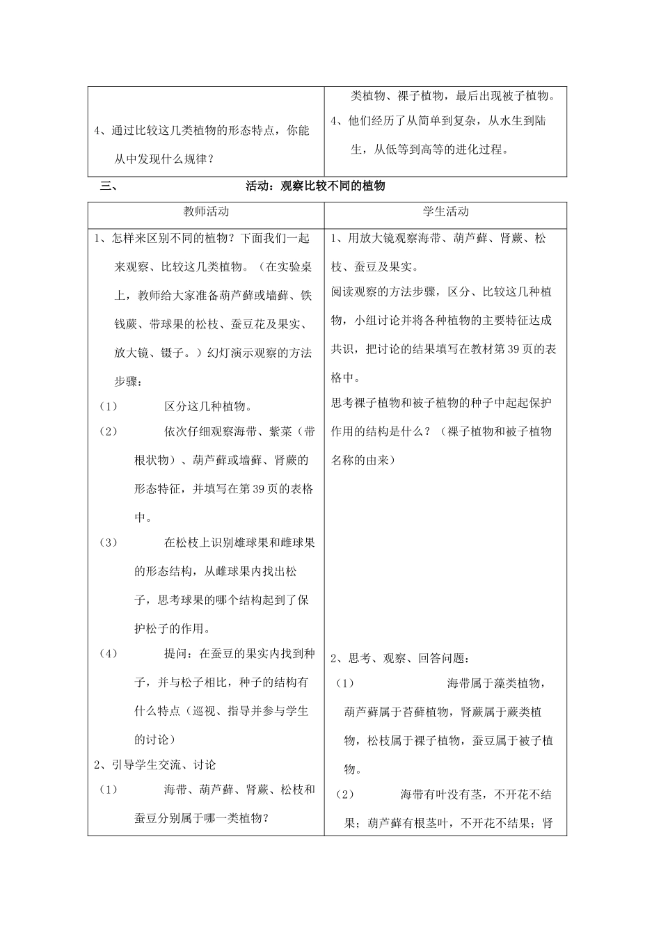 八年级生物下册植物的主要类群教学设计北师大版_第3页