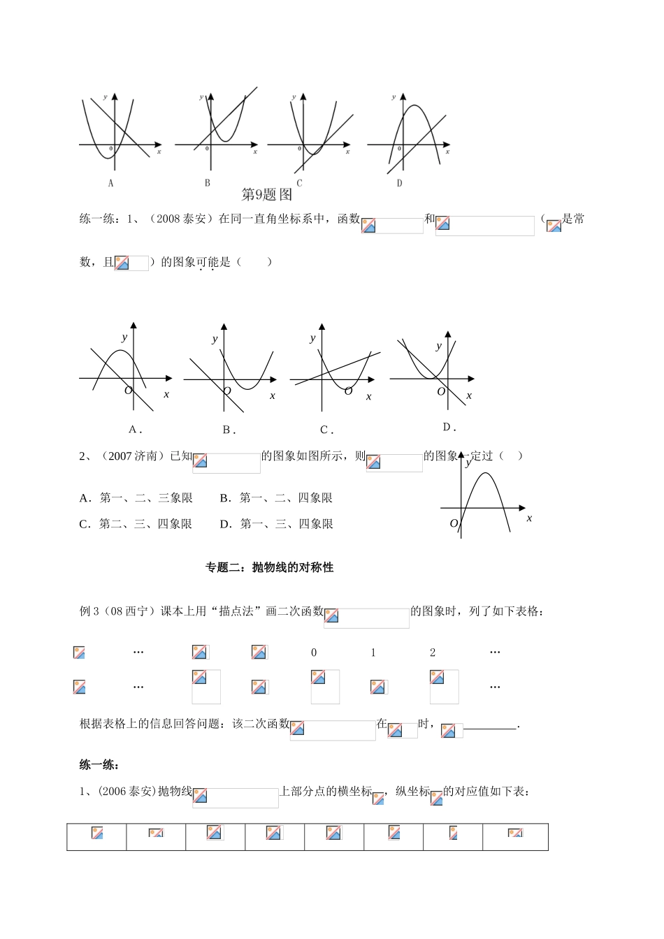 九年级数学抛物线的图像与性质复习讲义_第2页