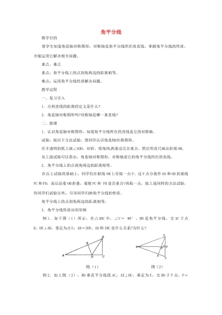 江苏省太仓市浮桥中学九年级数学下册 角平分线教案 （新版）苏科版