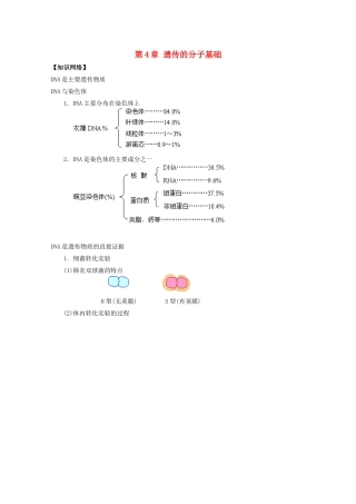 高中生物：第4章《遗传的分子基础》教案苏教版必修2