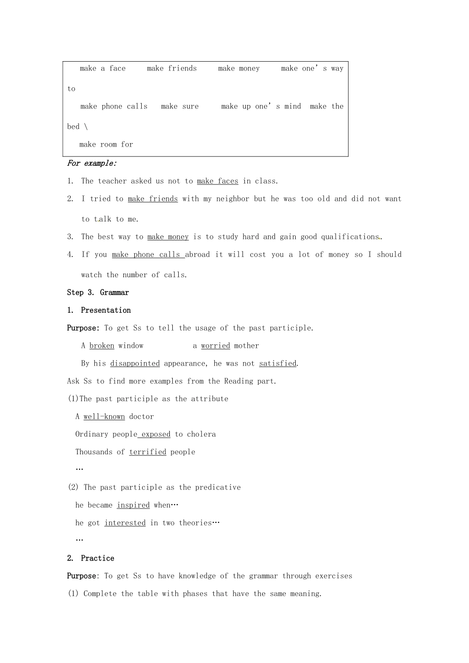 高中英语 Unit1第4课时 Period 4 Learning about language教案 新人教版必修5_第3页