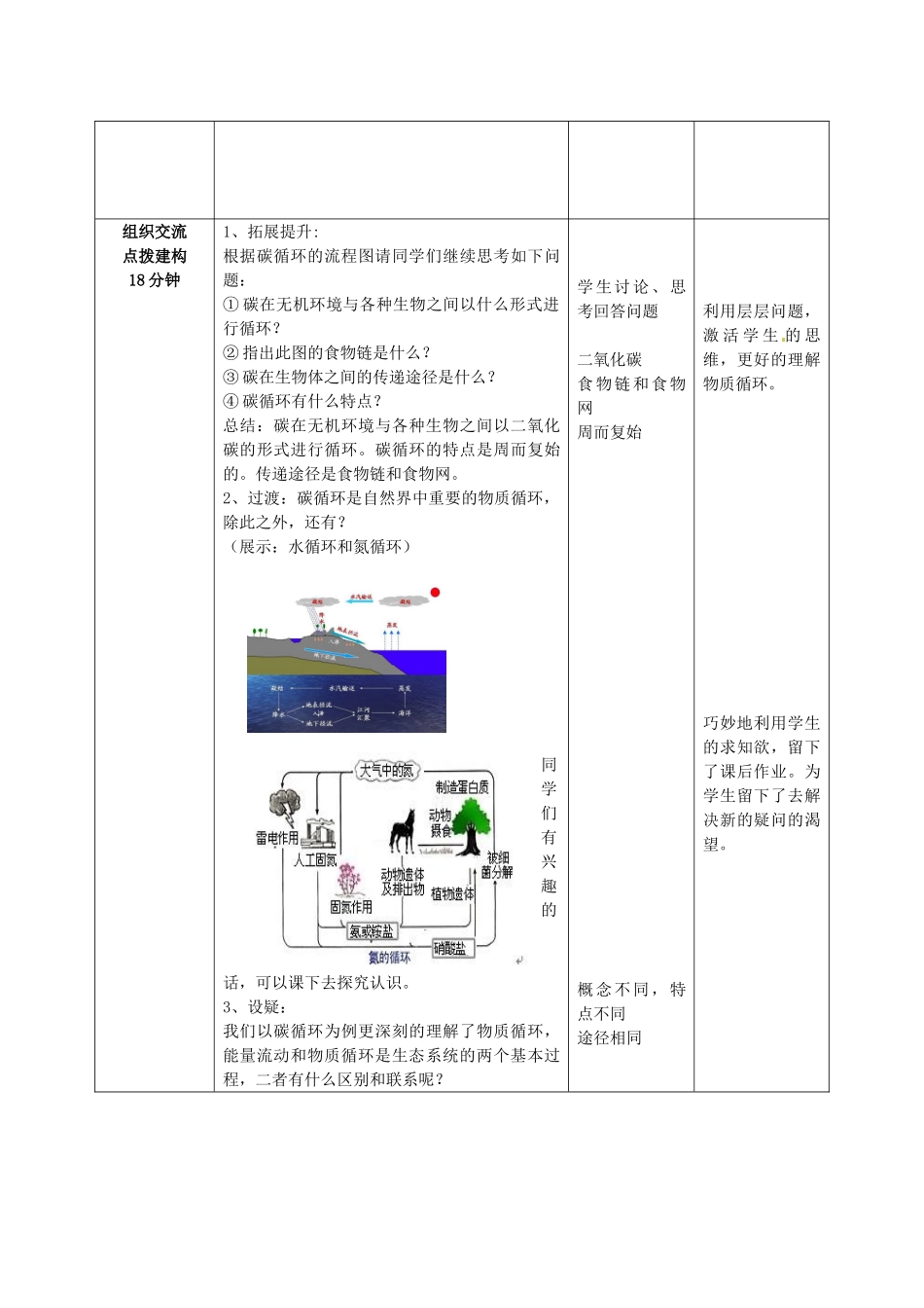 八年级生物下册 第6单元 第2章 第3节 能量流动和物质循环（第2课时）教案1 济南版_第3页