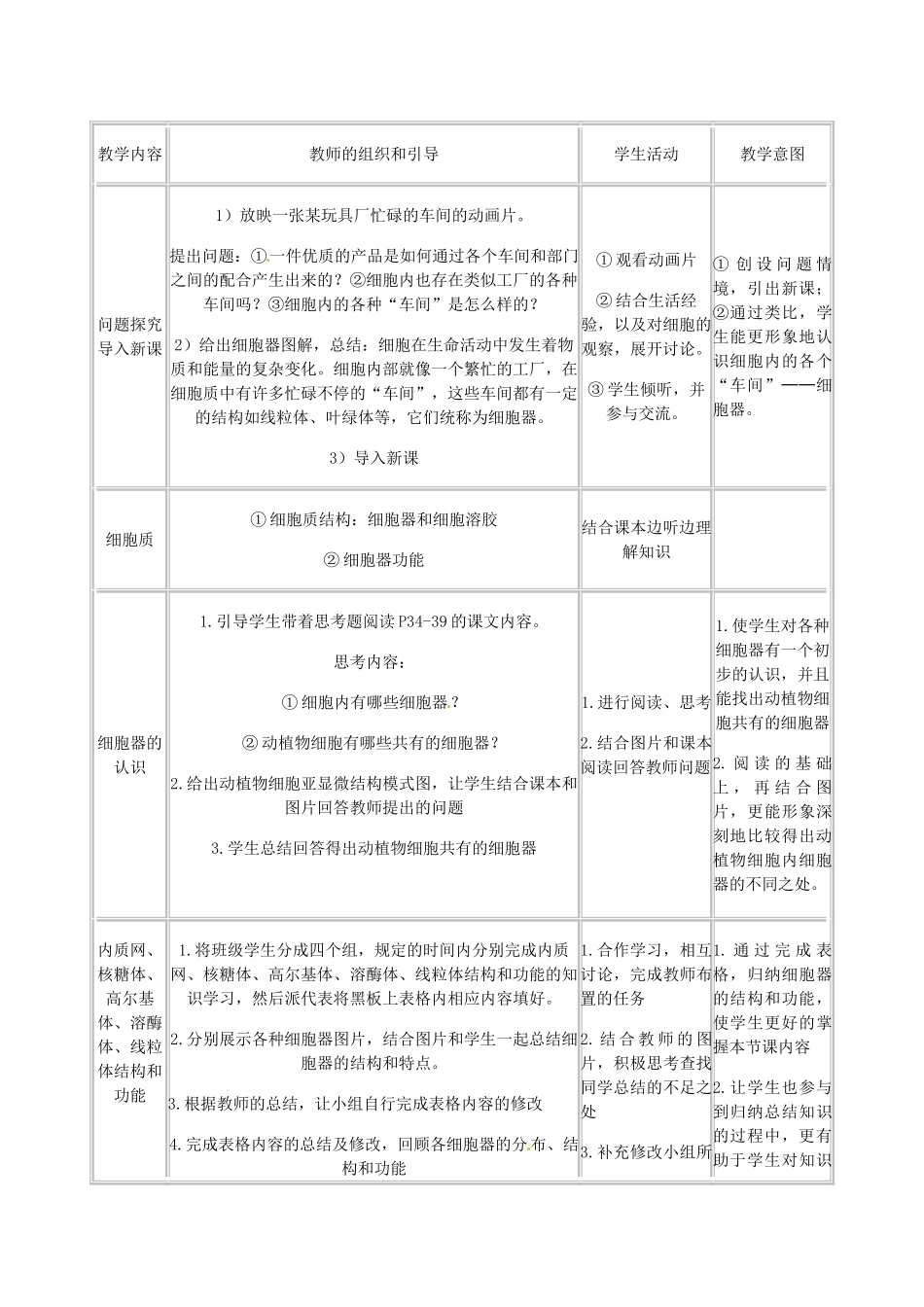 高中生物《细胞质》教案1 浙科版必修1_第3页
