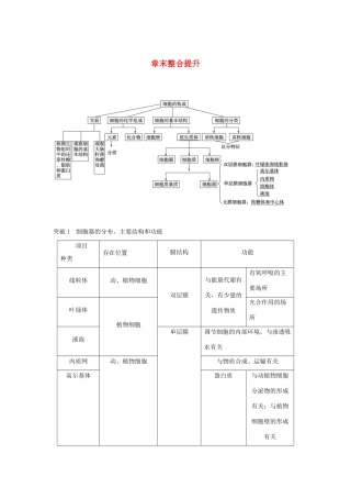 高中生物 第一单元 第二章 细胞的构成 章末整合提升教案 中图版必修1-中图版高中必修1生物教案