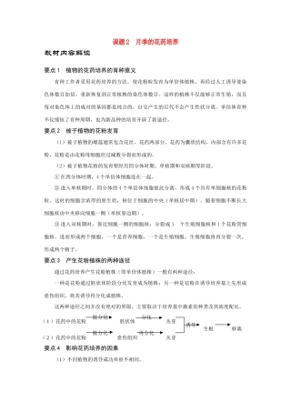 高中生物《月季的花药培养》教案1 新人教版选修1