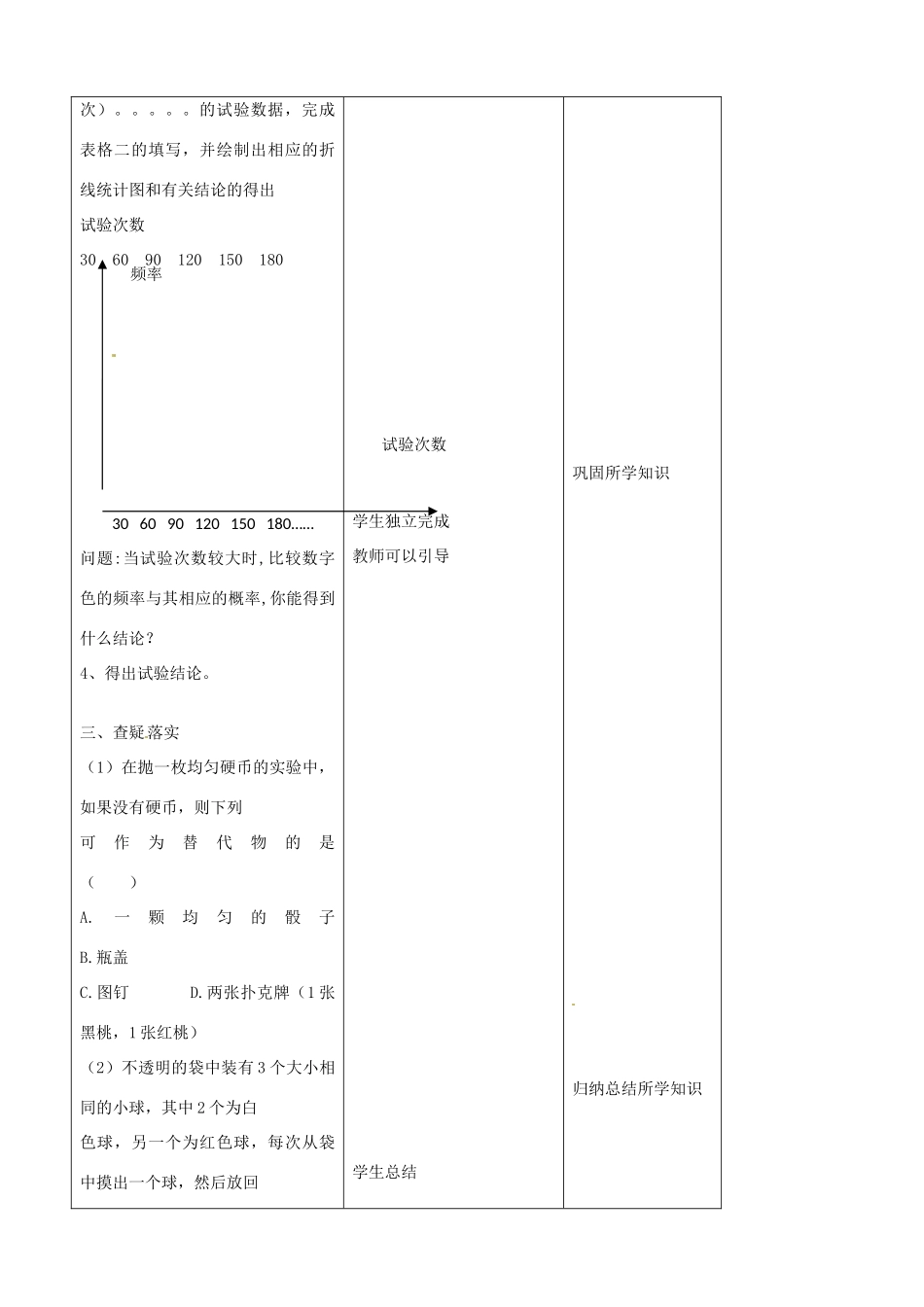 吉林省四平市第十七中学九年级数学上册《25.3.1 用频数估计概率》教学设计 新人教版_第3页