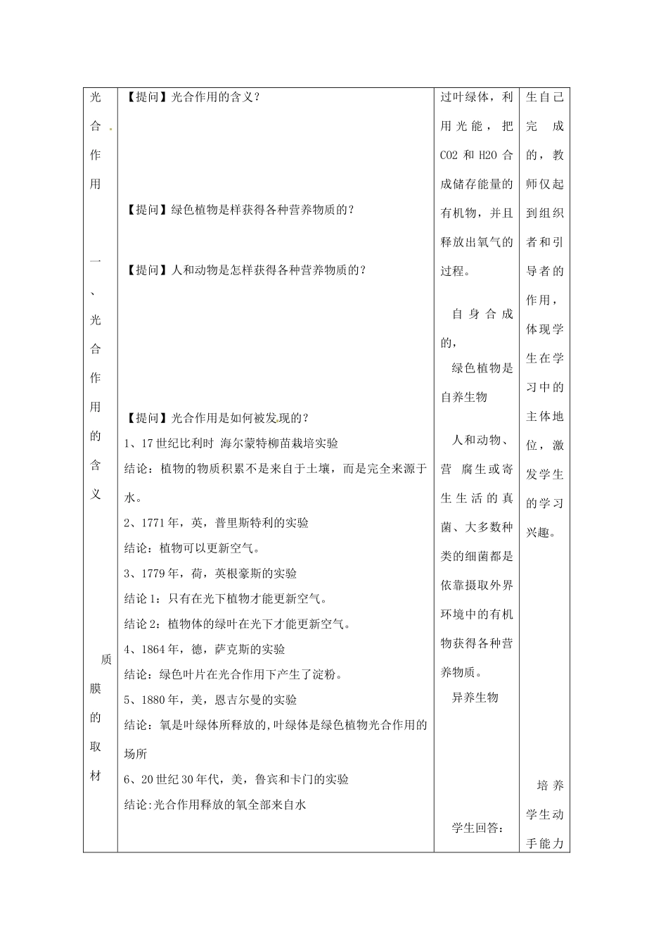 高中生物 《光合作用》教案 浙科版必修1_第2页