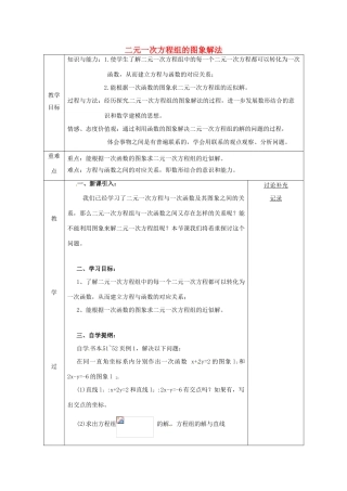 安徽省固镇县八年级数学上册 12.3 一次函数与二元一次方程 二元一次方程组的图像解法（2）教案 （新版）沪科版-（新版）沪科版初中八年级上册数学教案