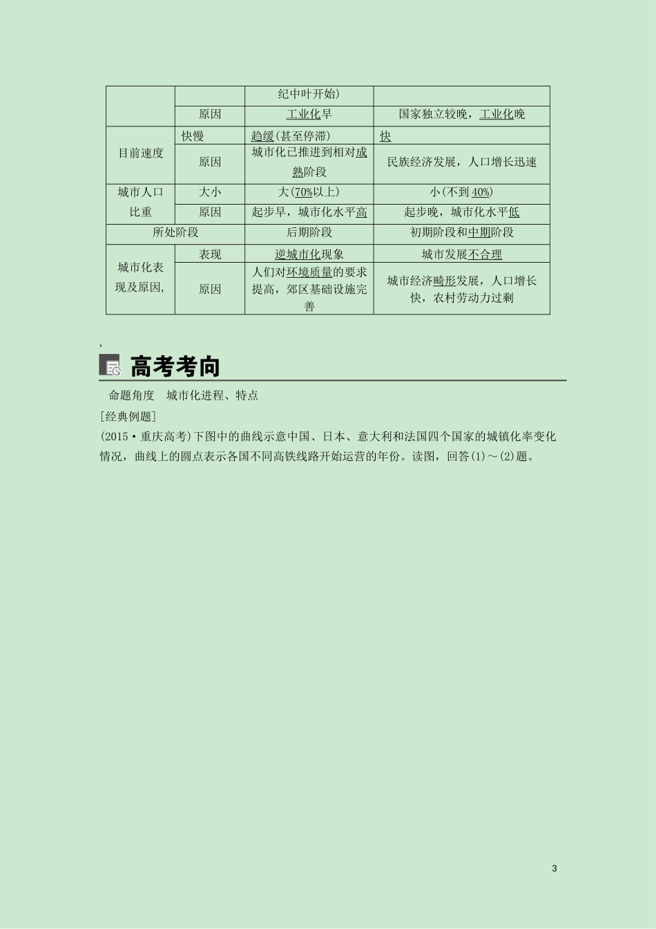 （锁定高考）高考地理一轮总复习 第八章 城市与城市化 第2讲 城市化讲义（含解析）新人教版-新人教版高三全册地理教案_第3页