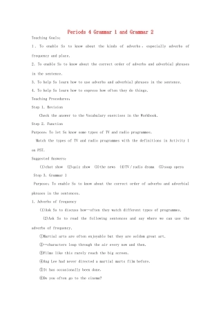 高中英语 Module 6 Films and TV Programmes Periods 4 Grammar 1 and Grammar 2教案 外研版必修2-外研版高一必修2英语教案