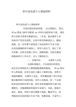 审计局先进个人事迹材料