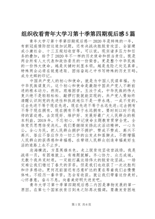 组织收看青年大学习第十季第四期观后感5篇