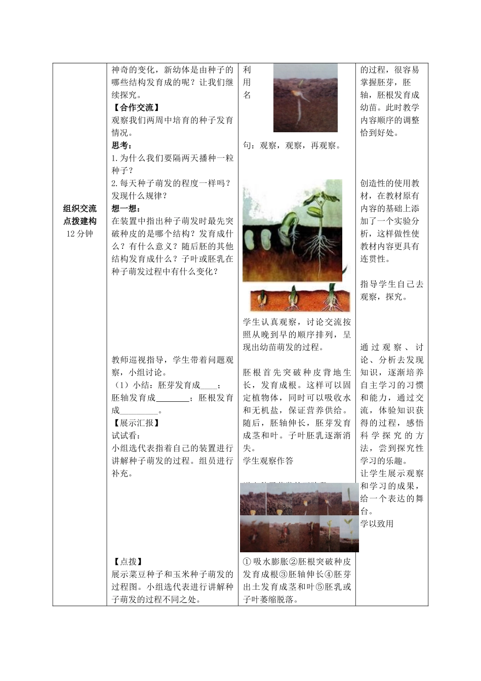-八年级生物上册 4.1.4 种子的萌发（第2课时）优秀教案 （新版）济南版-（新版）济南版初中八年级上册生物教案_第3页