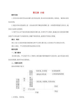 黑龙江省虎林市八五零农场学校七年级数学下册 第五章 小结教案 人教新课标版