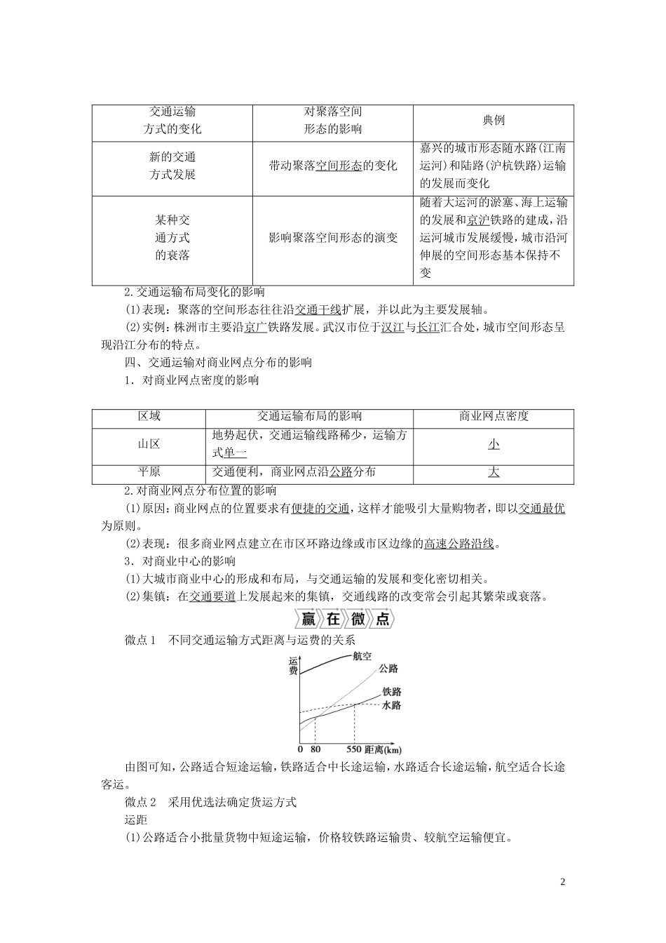 高考地理一轮复习 第十章 交通运输布局及其影响 第23讲 交通运输布局及其影响教案 新人教版-新人教版高三全册地理教案_第2页