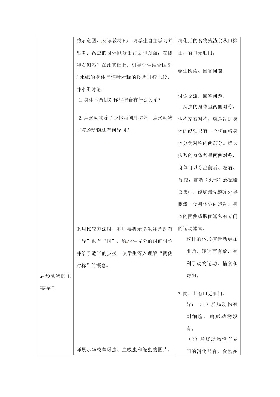 八年级生物上册 第五单元 第一章 第一节 腔肠动物和扁形动物《扁形动物》教案 （新版）新人教版-（新版）新人教版初中八年级上册生物教案_第2页