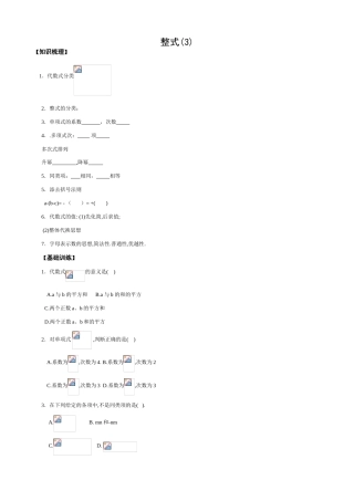 华师版七年级数学上册 整式(3)