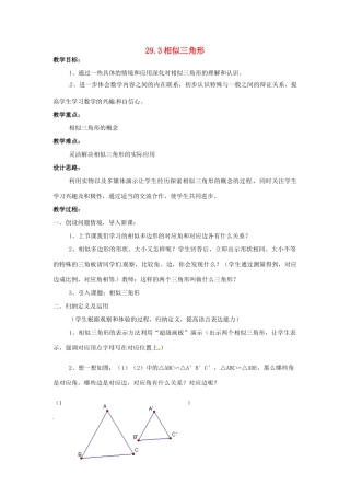 九年级数学上册 29.3 相似三角形教案 冀教版