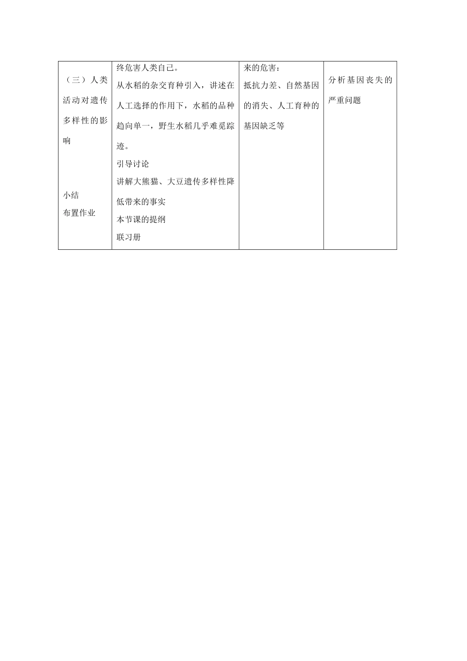 高中生物 第三册 第10章 生物多样性 10.3 人类活动对生物多样性的影响教案（1）沪科版-沪科版高三第三册生物教案_第3页