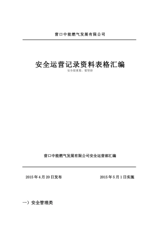 中能燃气公司安全运营表格资料汇编