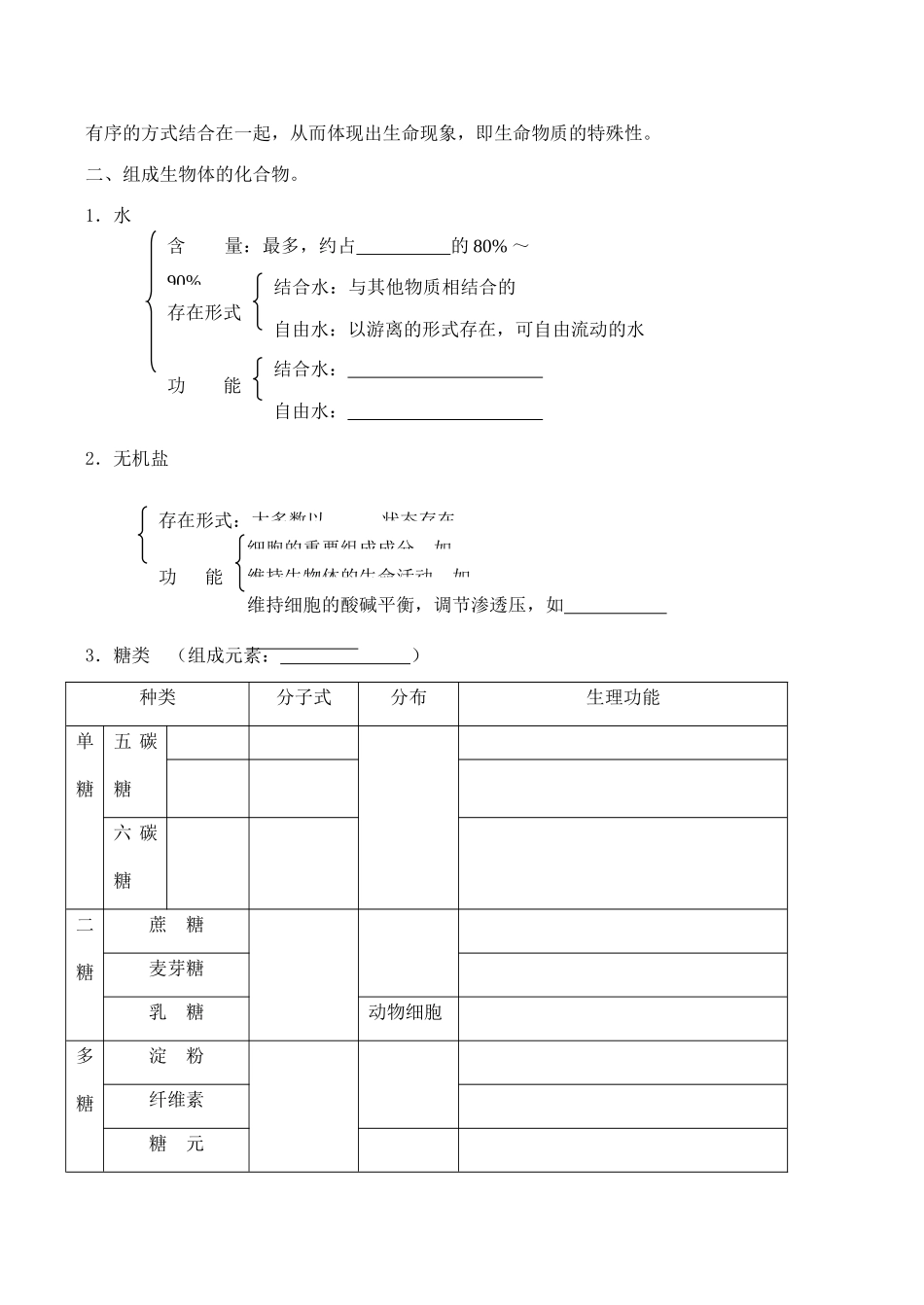 高考生物第一轮系列讲座 第1讲   生命的物质基础_第2页